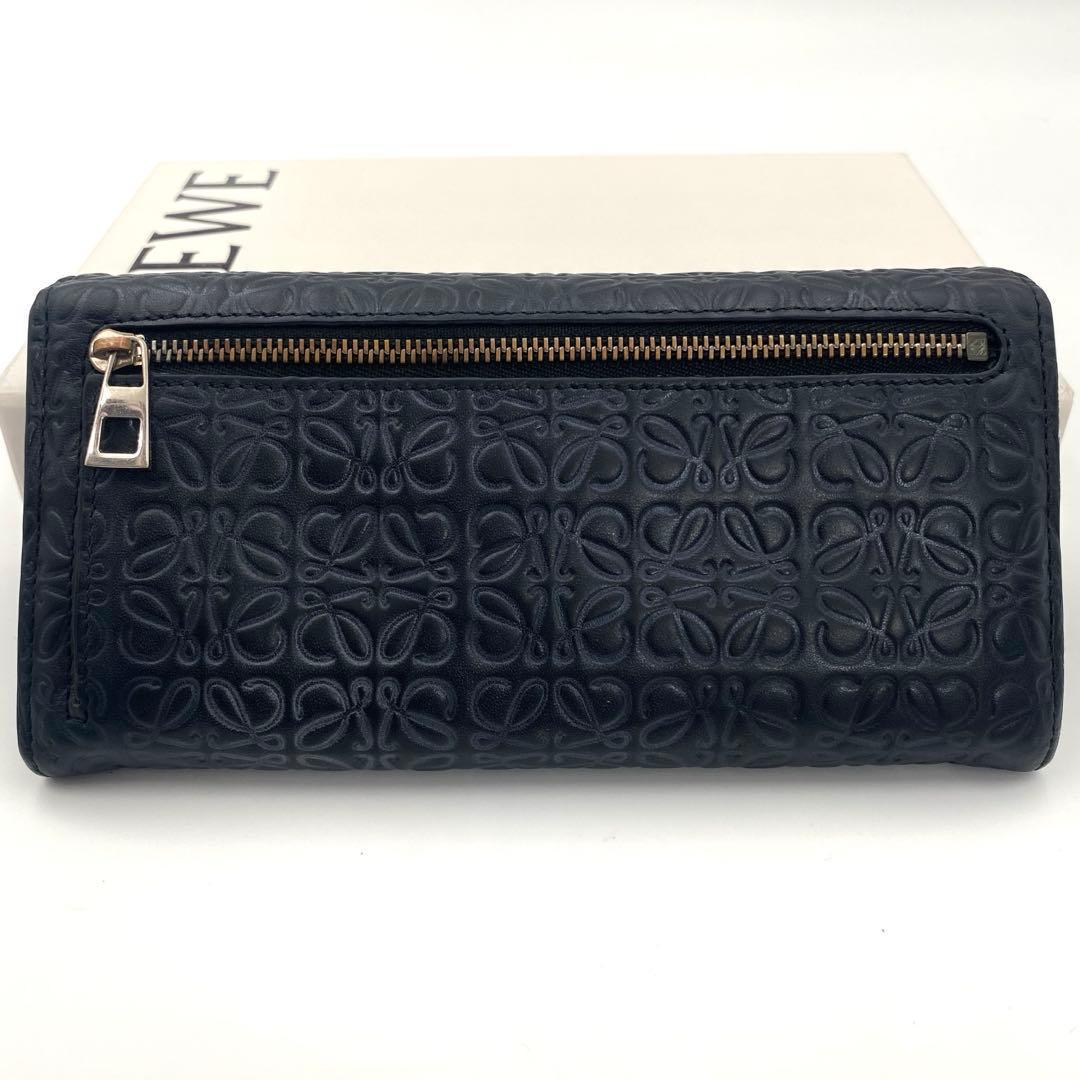 LOEWE ロエベ リピート アナグラム フラップ 長財布 ブラック ネイビー