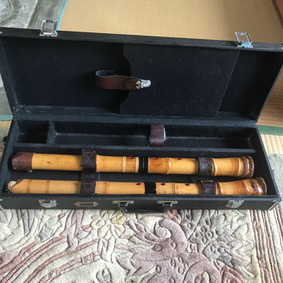 9 尺八　一尺八寸管　二本　尺八ケース付き　値下げ　あとはバッチリ