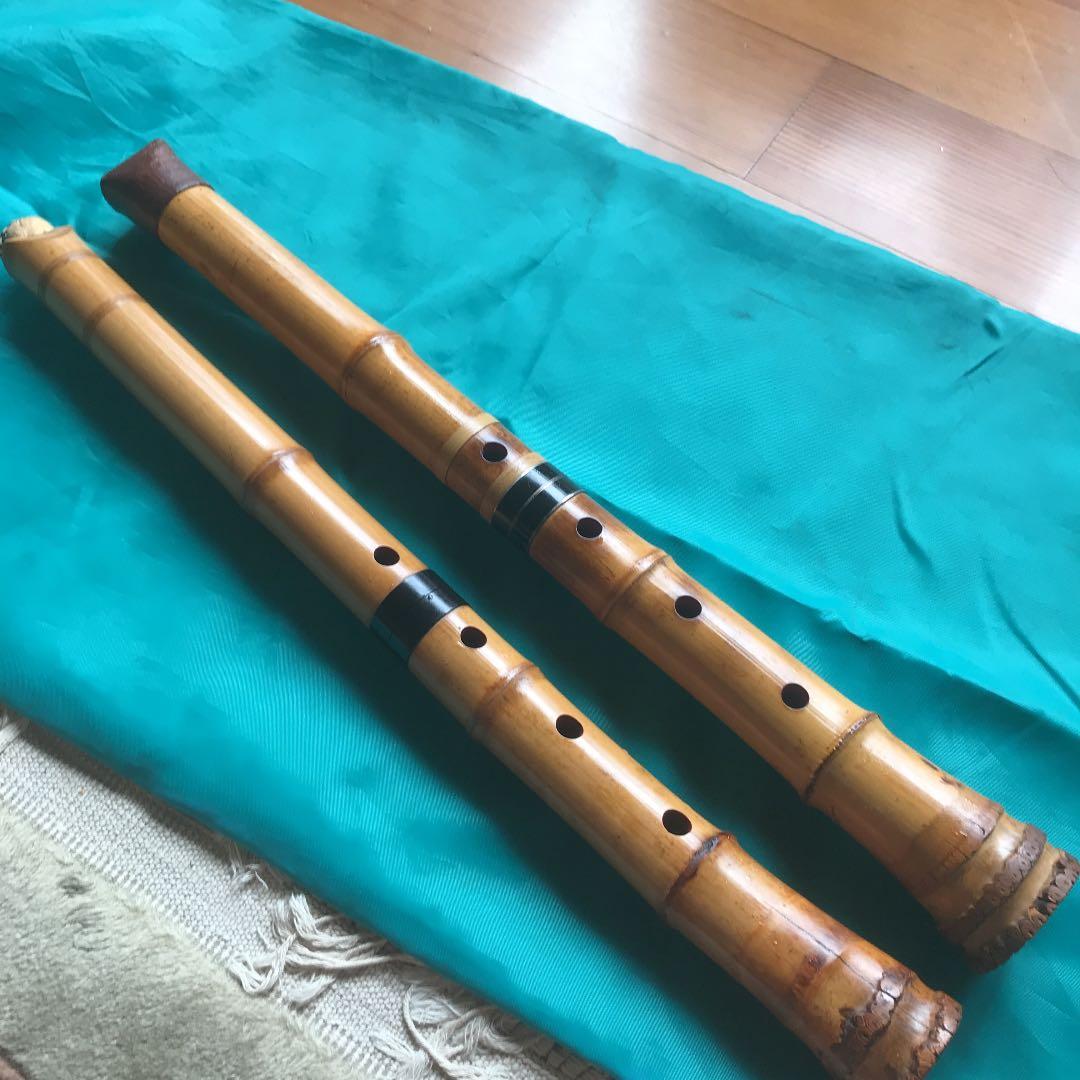 9 尺八　一尺八寸管　二本　尺八ケース付き　値下げ　あとはバッチリ