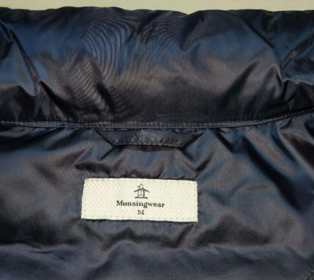 値下げ美品　マンシングウェア　ダウンワンピースМ　紺ネイビー　中綿