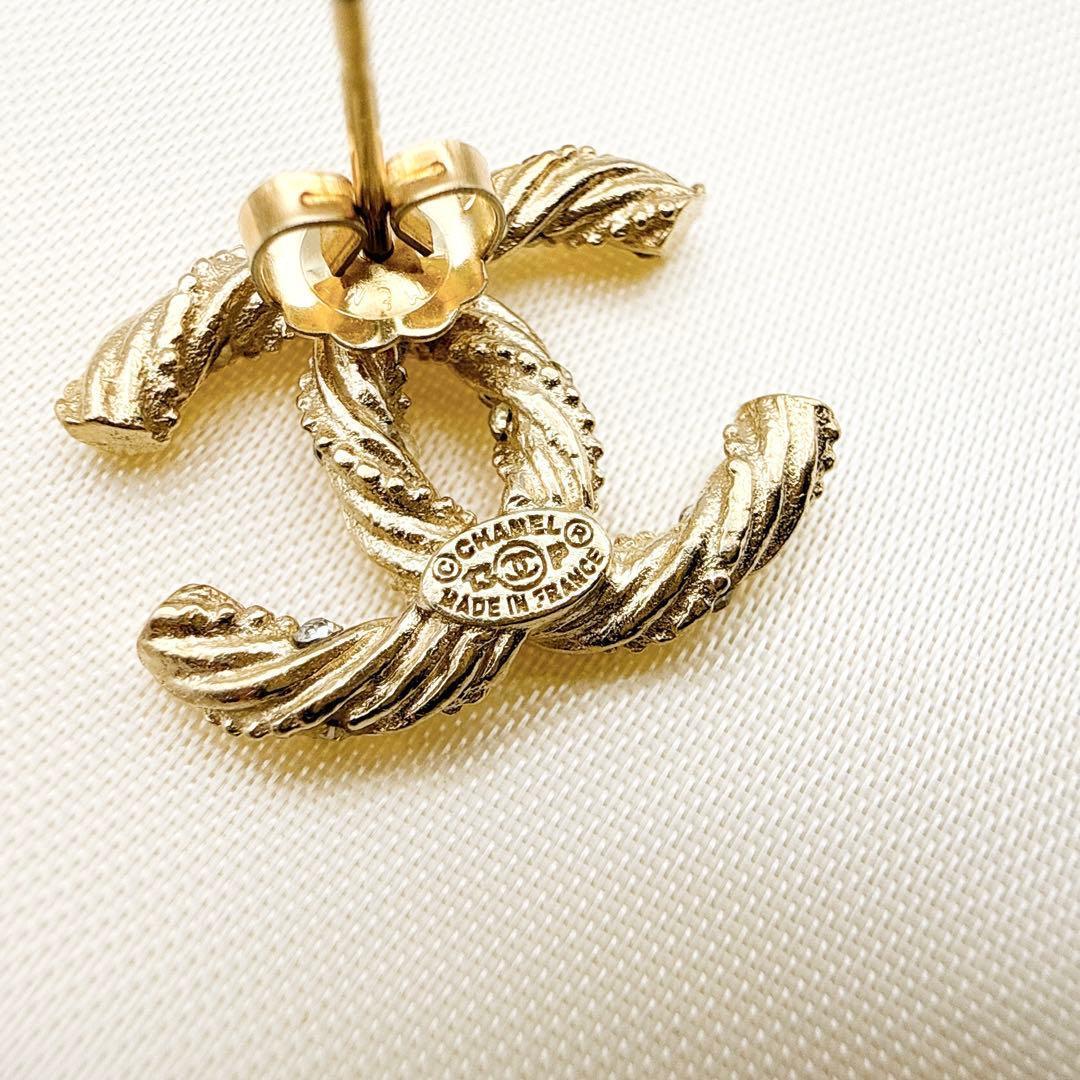 2928-1 美品✨CHANEL ピアス 片耳　ココマーク　ラインストーン