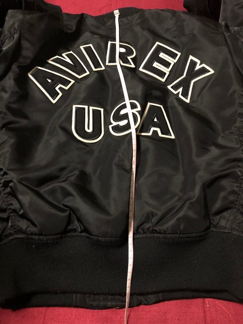 美品AVIREX MA-1フライトジャケット黒Ｍコマーシャルロゴデカアーチロゴ