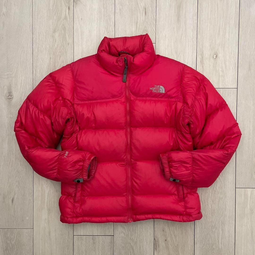 Mノースフェイスレディース700フィルレッド赤ヌプシダウンジャケット