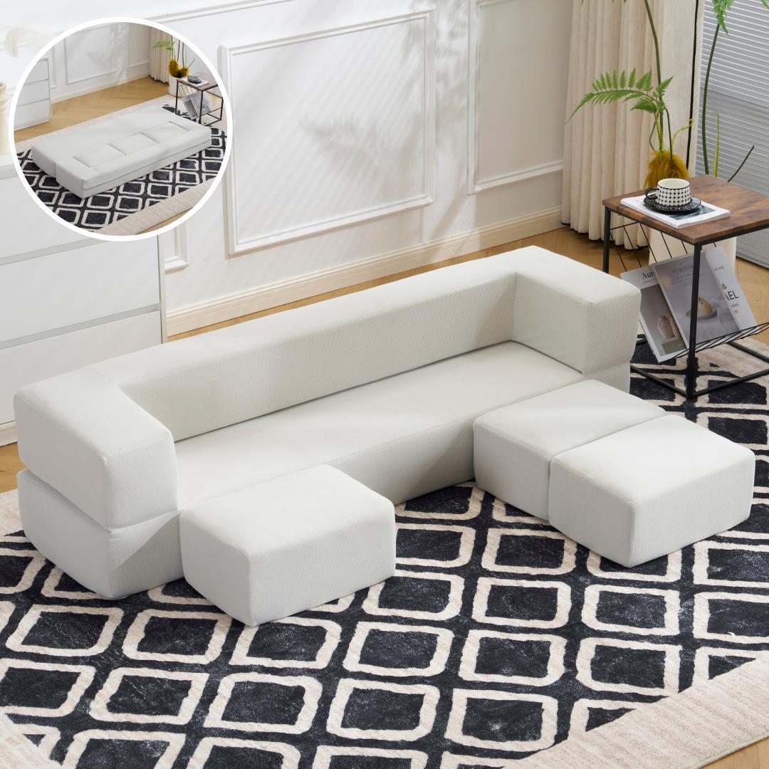 【3色から選】ソファベッド 最大5人掛け 5P 組立て不要 フロアソファ