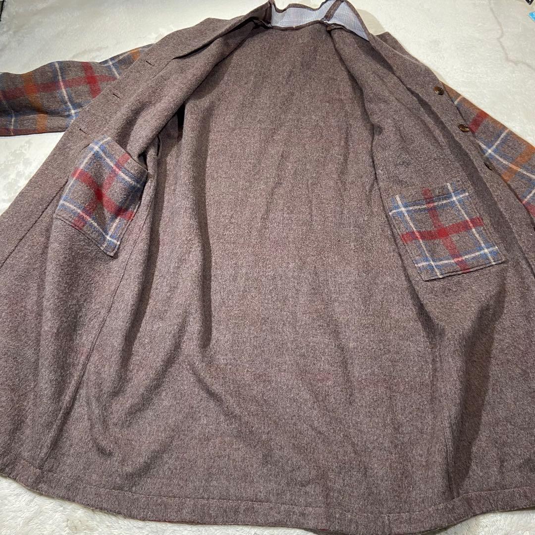 l'atelier du savon リバーシブル チェック ウール コート