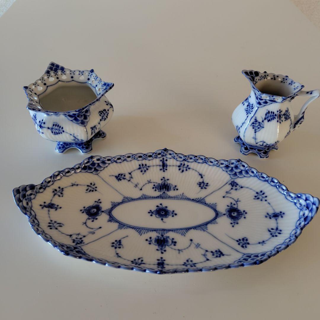 ❴希少 美品❵ ロイヤルコペンハーゲン 皿、シュガーボウル、クリーマー3点セット