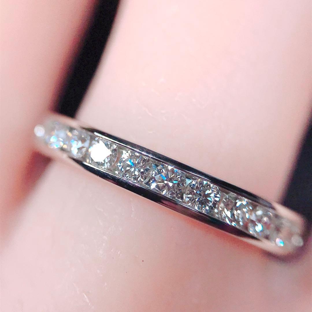 ティファニー チャネル ハーフエタニティ ダイヤモンドリング PT950 10号