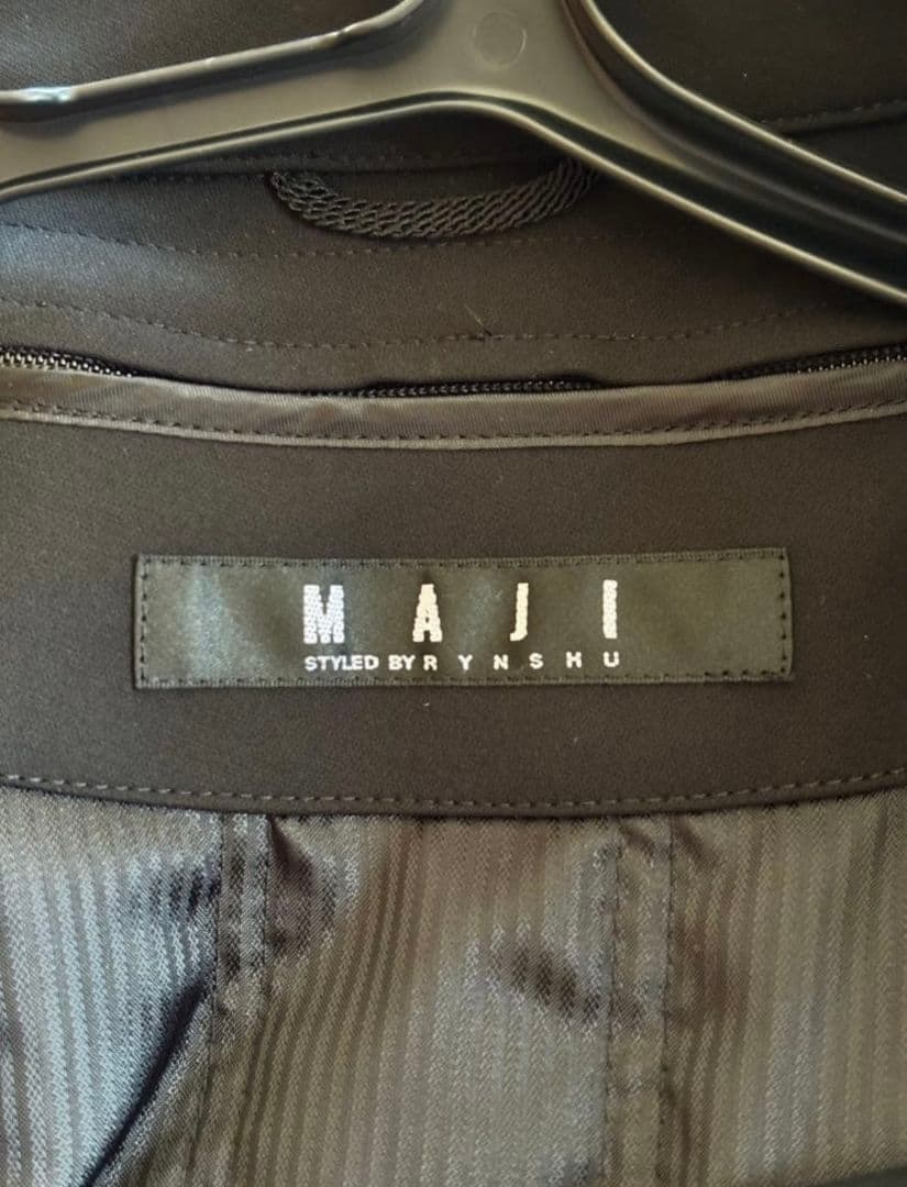 AOKI MAJI ストレッチステンカラーコート黒無地 Mサイズ