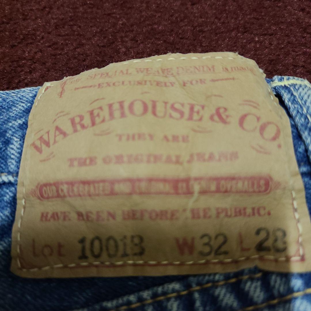 淡ウエアハウスビギン1001B32インチ紙パッチボタンフライチェーンステッチ