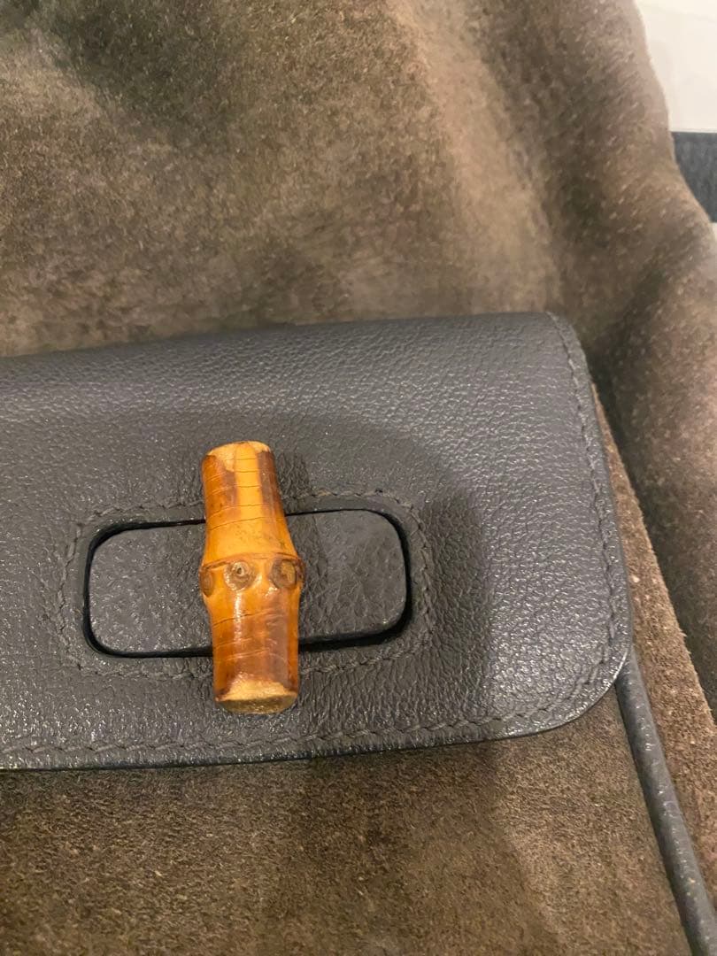 【美品】グッチ　GUCCI バンブー レザースエード リュックサック 巾着バッグ