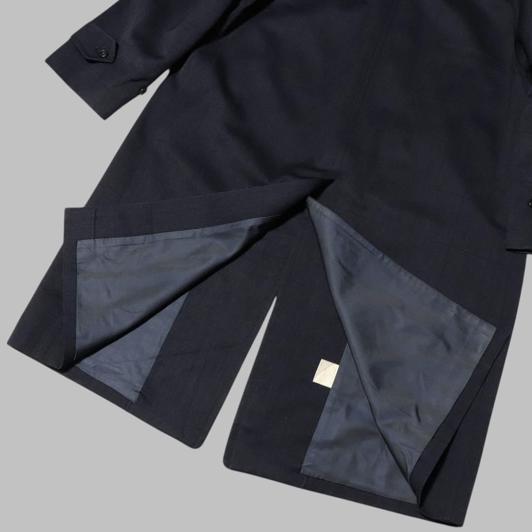 BURBERRY★ウール ステンカラーコート★シャドーチェック★ネイビー★80s