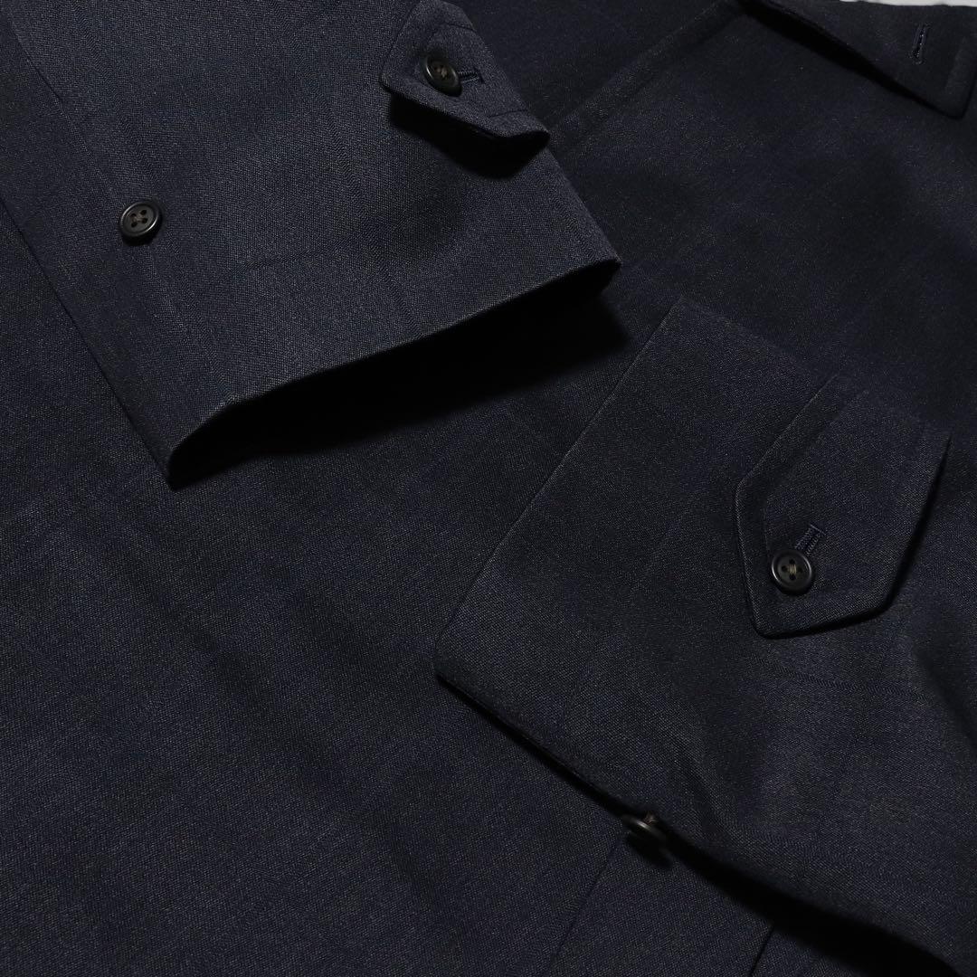 BURBERRY★ウール ステンカラーコート★シャドーチェック★ネイビー★80s