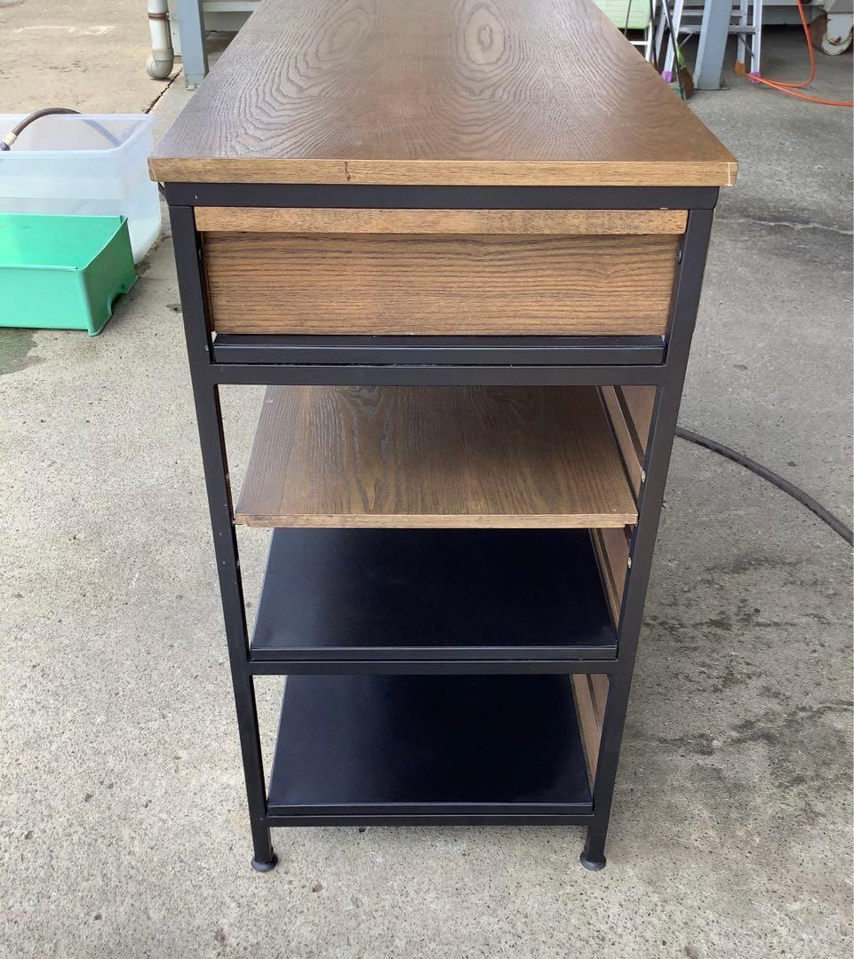 ロウヤ キッチンカウンター キッチンラック インダストリアル ゴミ箱収納