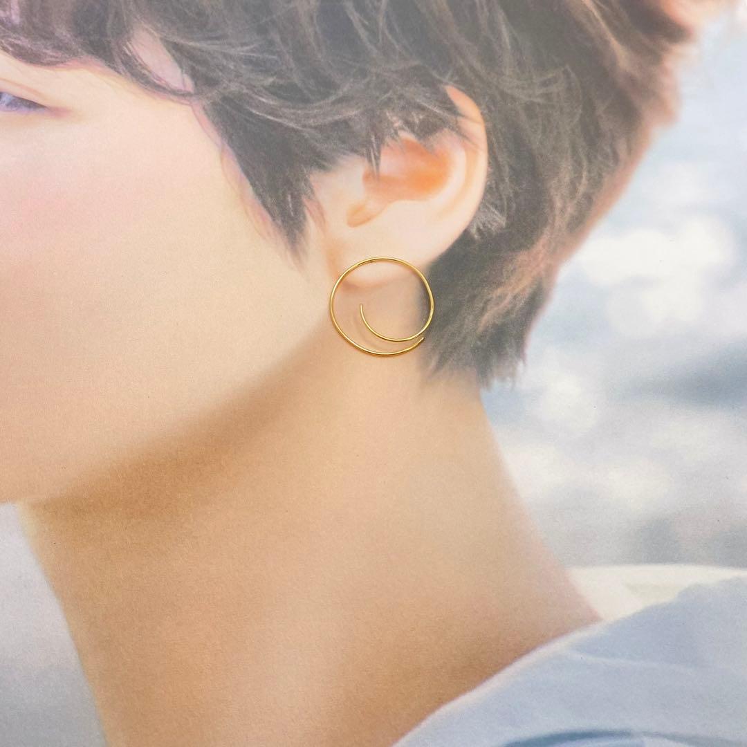 専用　18 刻印❤️ロングサークルピアス✨18金✨0.74g イエローゴールド