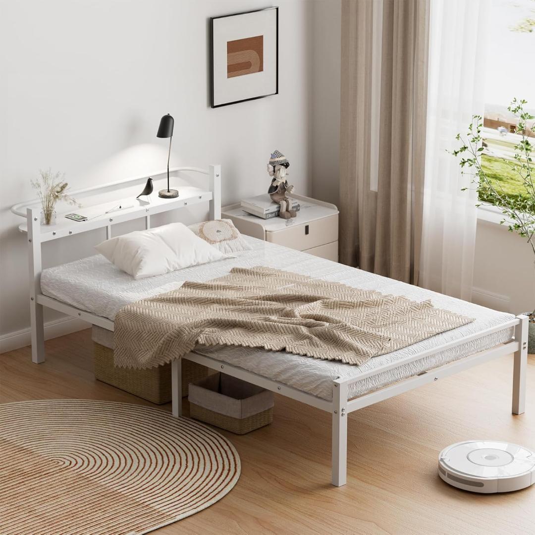 ベッドフレーム シングル 白 ホワイト 宮棚 2口コンセント 楽天市場】ベッド シングル ベッドフレームのみ ホワイト 引き出し