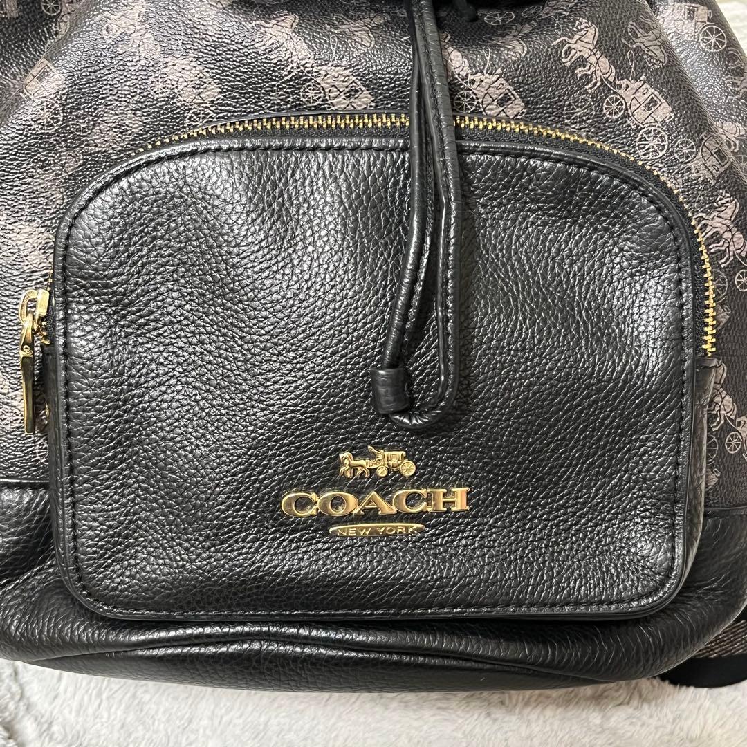 人気✨COACH コーチ ホースアンドキャリッジ レザー 黒 美品