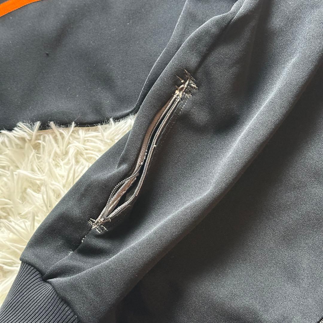 70s adidas トラックジャケット ブラック オレンジ 刺繍4号 M相当