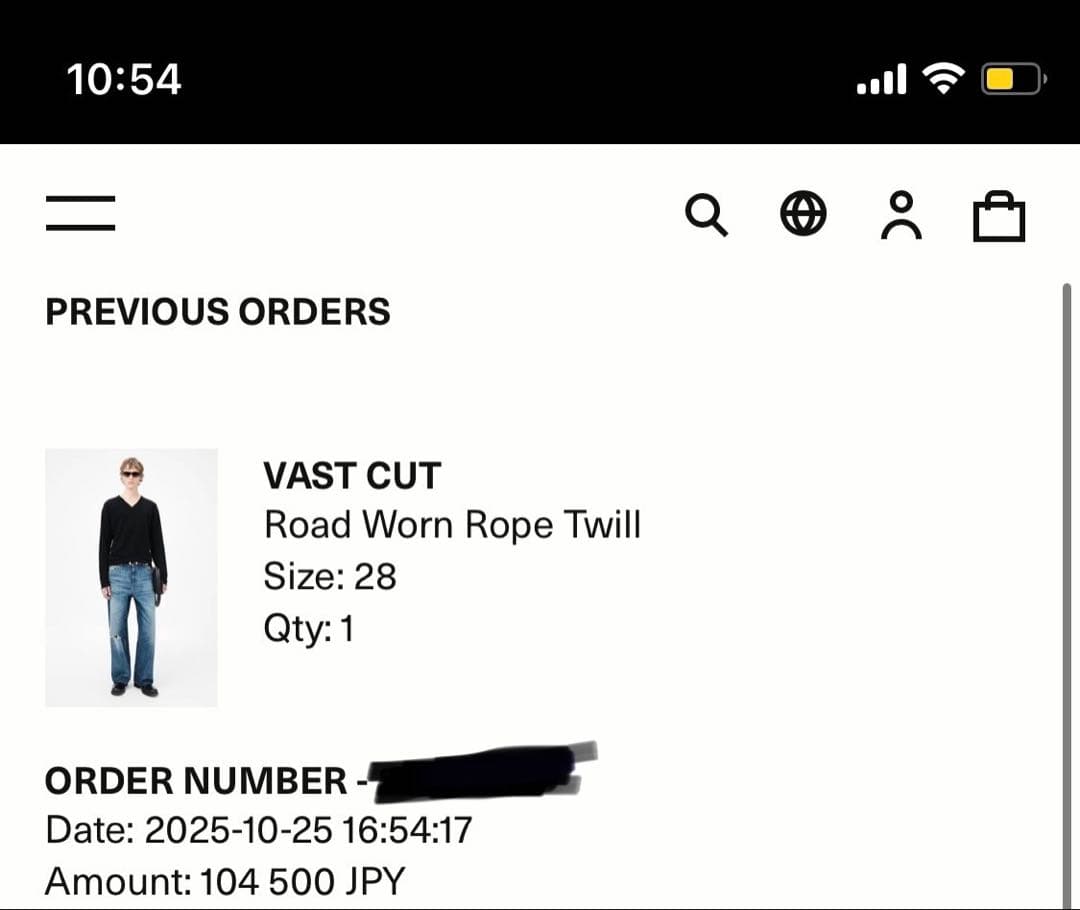 パンツ OUR LEGACY 25AW VAST CUT 28