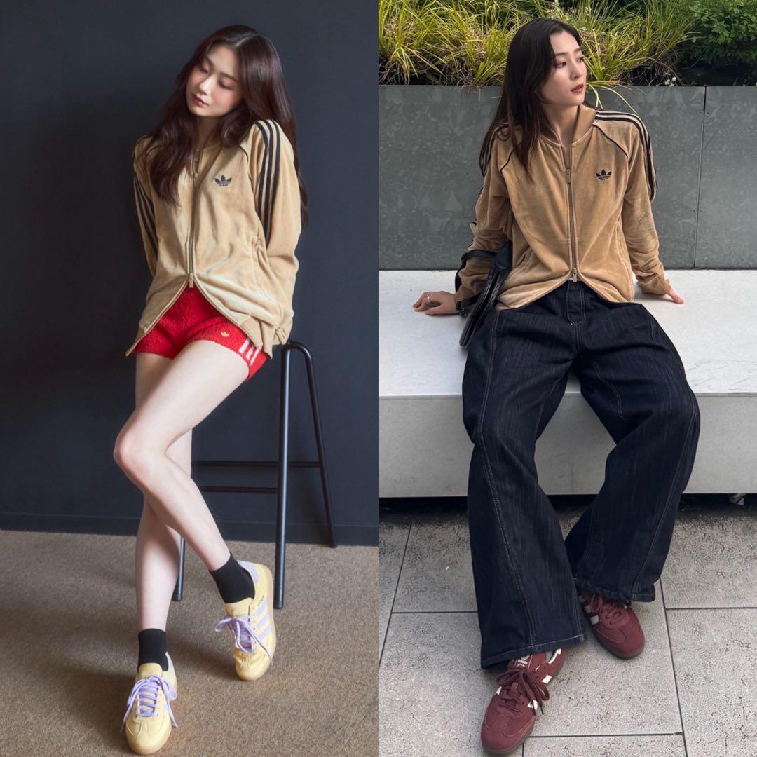 新品M⭐️adidas アディカラー ベロア ブラウン トラックトップ 風早