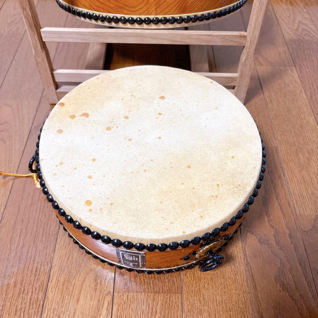 和太鼓 上鳴 かみなり 平太鼓 台座付 31㎝ 25㎝ まとめ セット