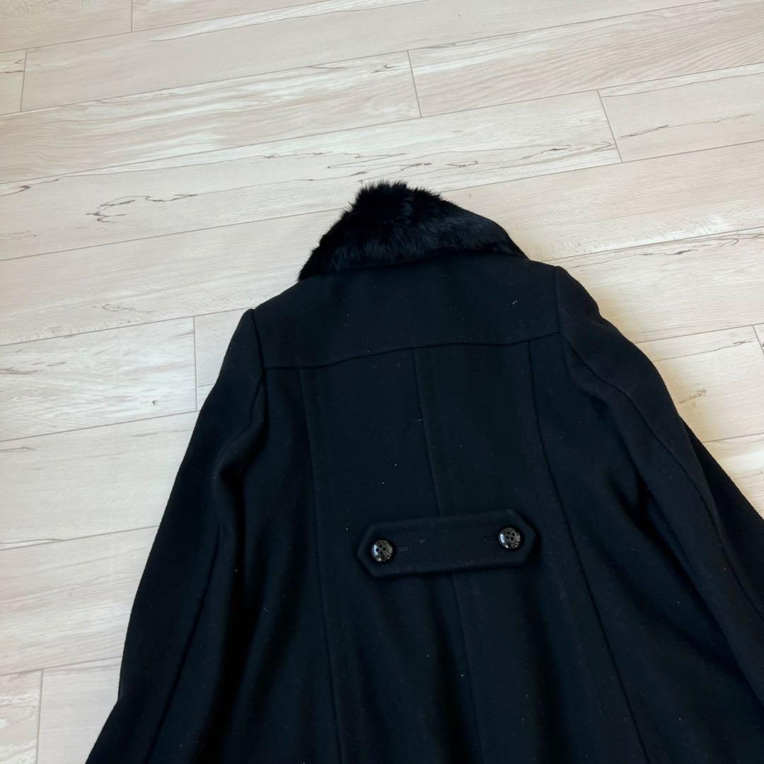 バーバリーブルーレーベル　ロングコート　ダブル　チェック　ラビット　2way