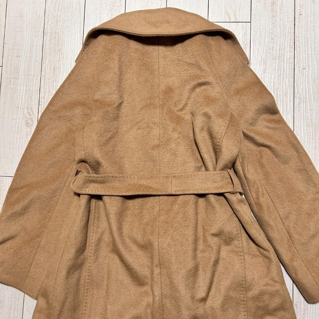 マックスマーラ ショールカラーコート キャメル100% 白タグ Aライン L