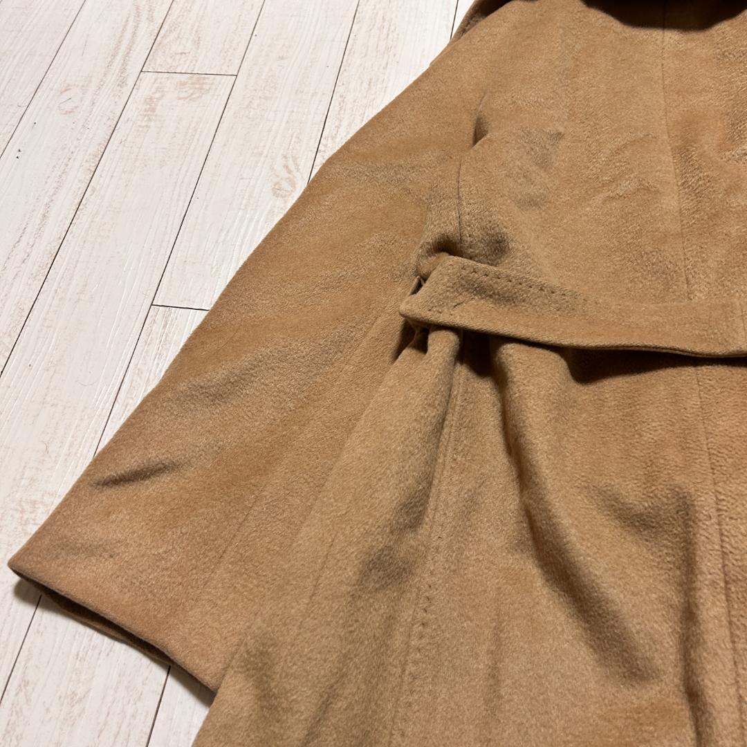 マックスマーラ ショールカラーコート キャメル100% 白タグ Aライン L