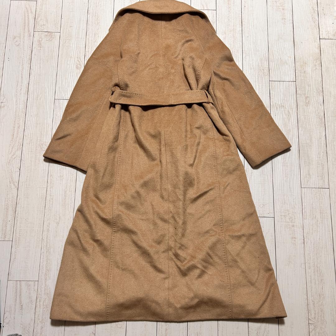 マックスマーラ ショールカラーコート キャメル100% 白タグ Aライン L
