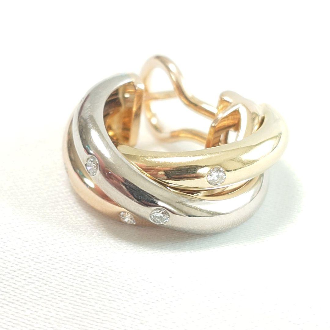 【新品仕上げ】カルティエ トリニティ フープ ダイヤピアス 片耳用 6639