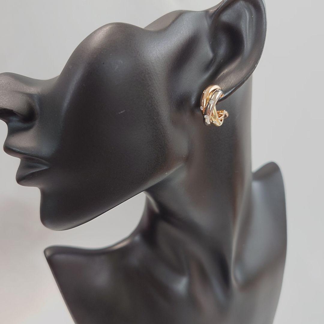 【新品仕上げ】カルティエ トリニティ フープ ダイヤピアス 片耳用 6639