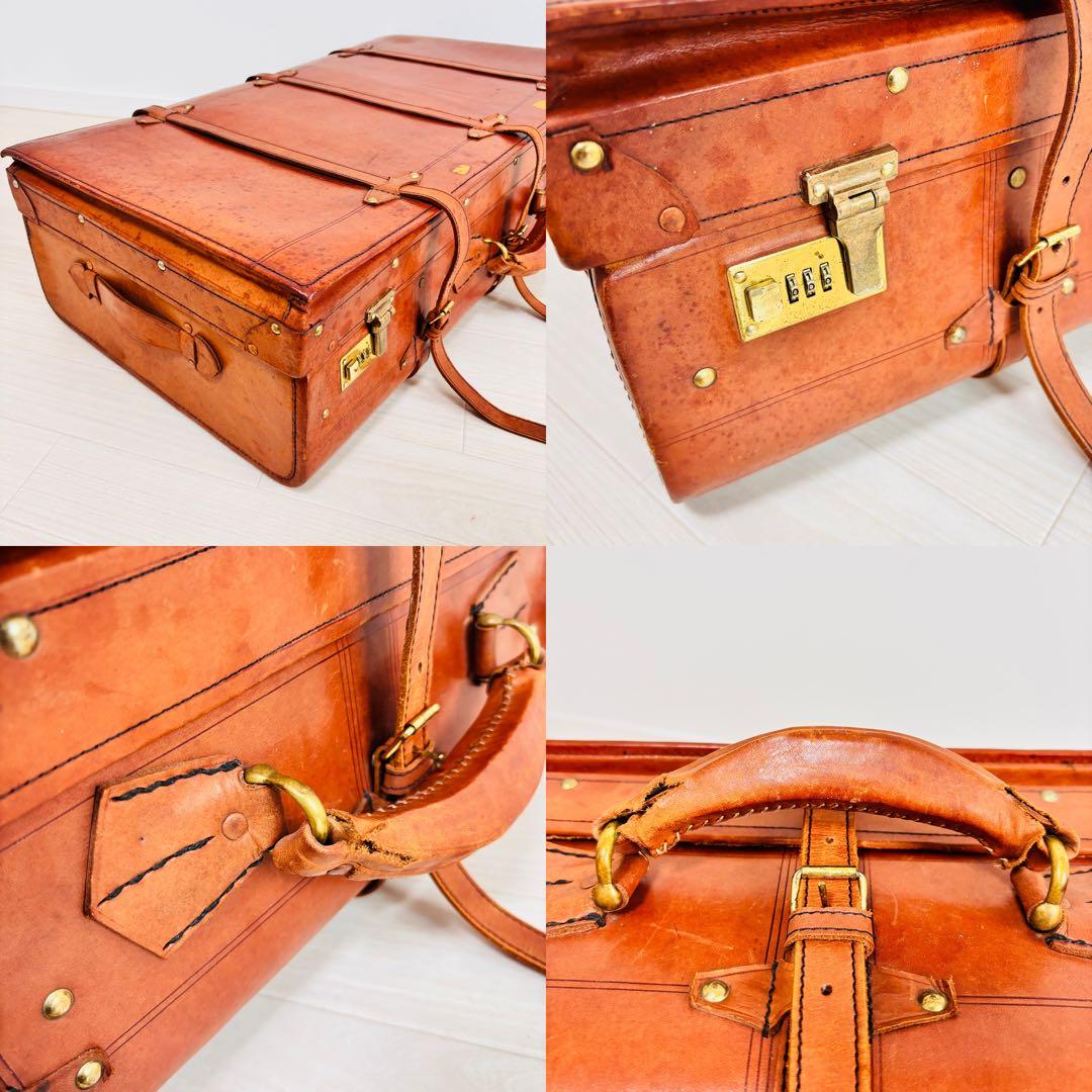 特大 ヴィンテージ 本皮 トランクケース レザートランク レトロ 古道具