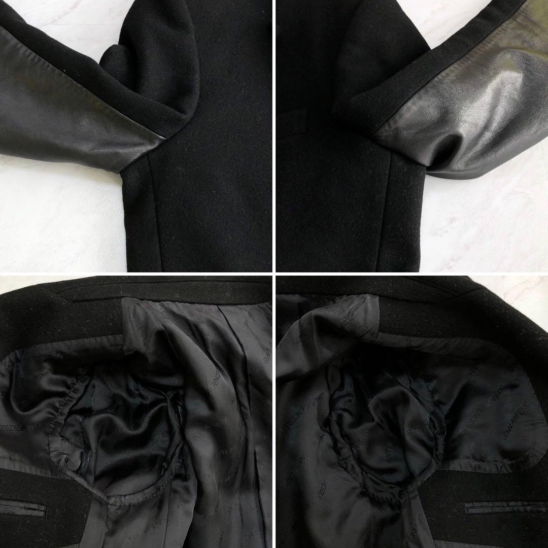 ✨美品・極希少✨ジョンローレンスサリバン ダブルチェスターコート レザー切り替え