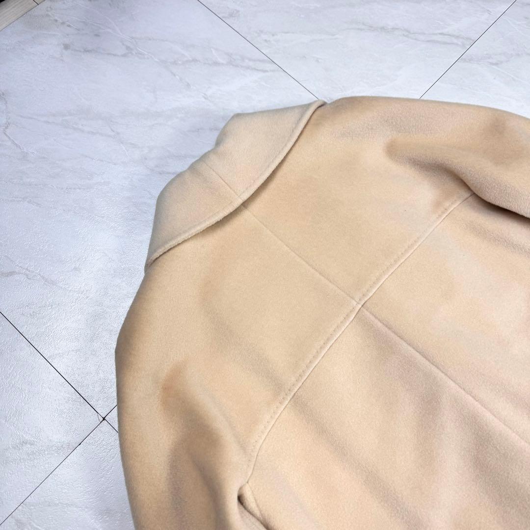 美品 マックスマーラ 白タグ カシミヤ混 ガウンコート ロング キャメル 42