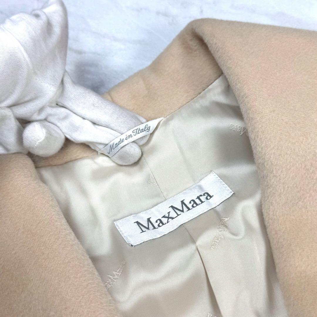 美品 マックスマーラ 白タグ カシミヤ混 ガウンコート ロング キャメル 42