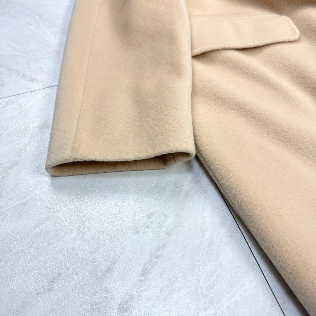 美品 マックスマーラ 白タグ カシミヤ混 ガウンコート ロング キャメル 42