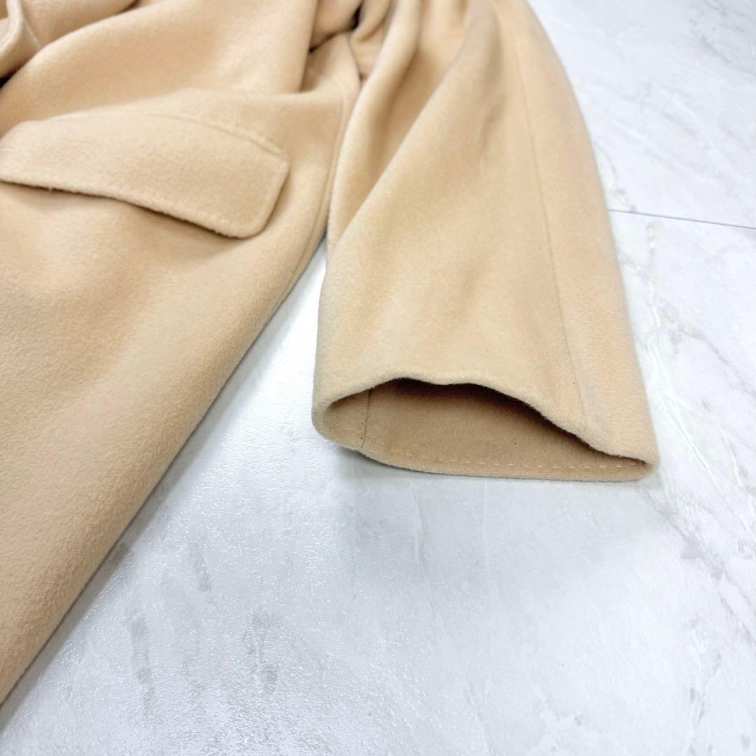 美品 マックスマーラ 白タグ カシミヤ混 ガウンコート ロング キャメル 42