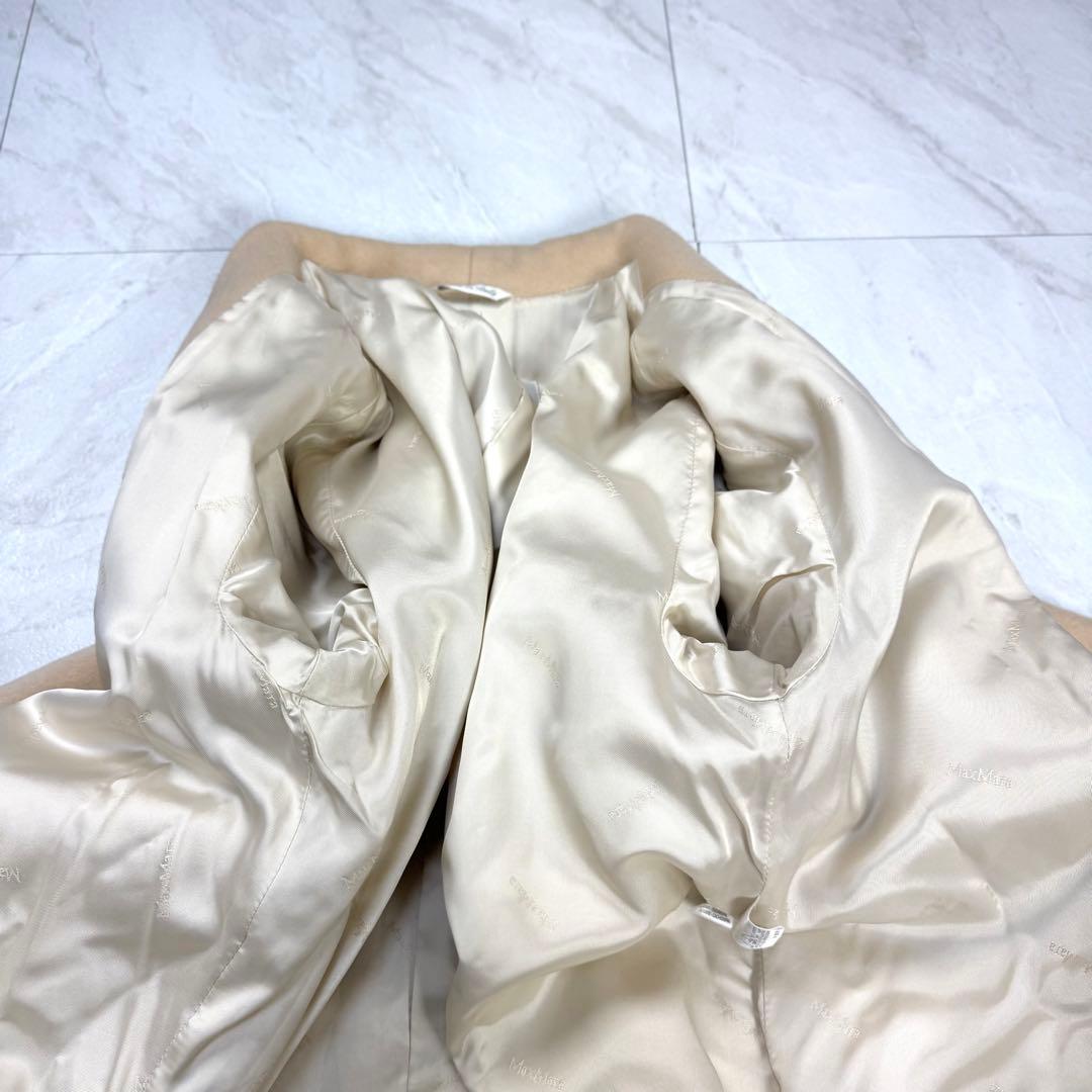 美品 マックスマーラ 白タグ カシミヤ混 ガウンコート ロング キャメル 42