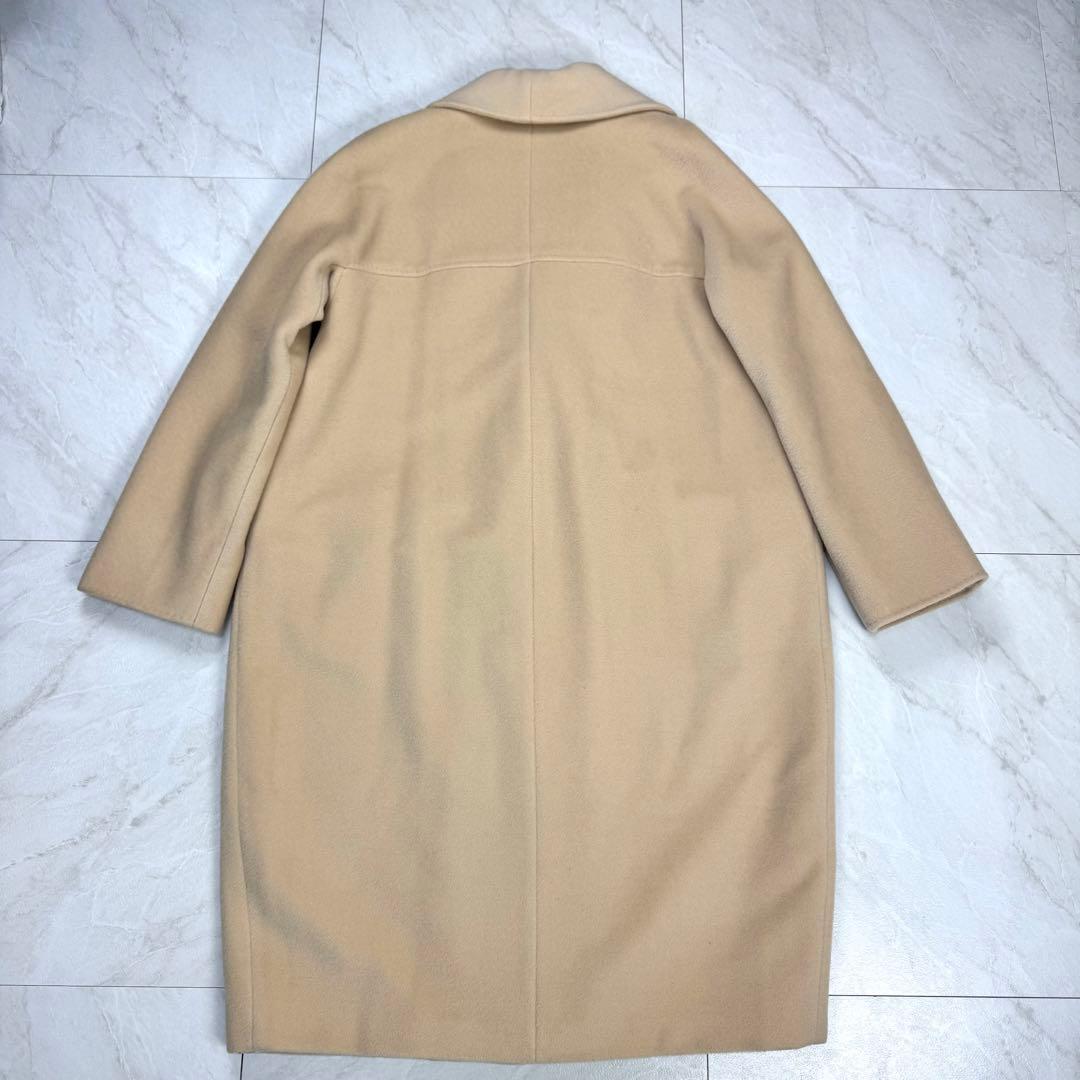 美品 マックスマーラ 白タグ カシミヤ混 ガウンコート ロング キャメル 42