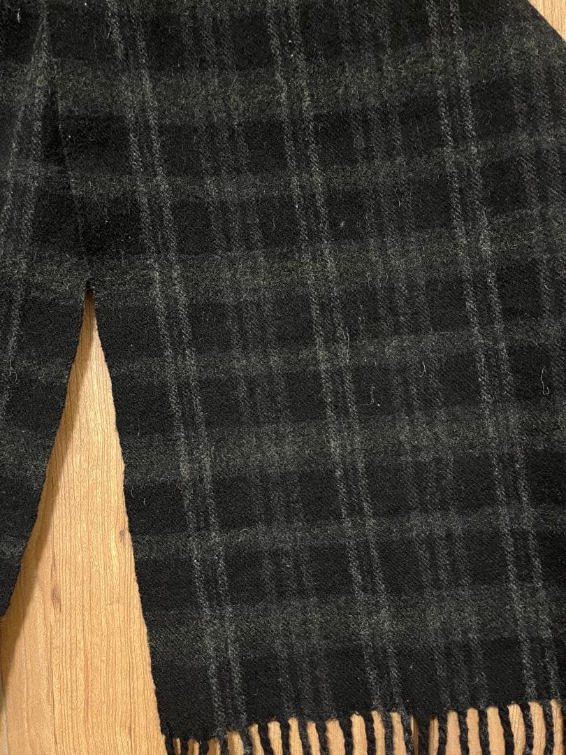 コムデギャルソン オム マフラー チェック グレー黒 メンズ　ウール100%