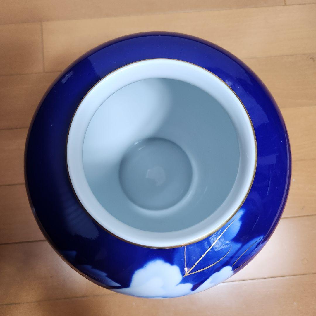 【新品価格44,000円】深川製磁 瑠璃牡丹 ルリ牡丹 Ｆ型９号 花生 有田焼