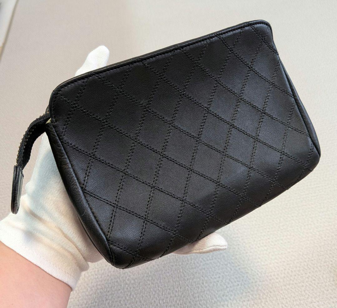 シャネル　ビコローレ　ポーチ　黒　ラムスキン　ショルダー　スマホ　チェーン