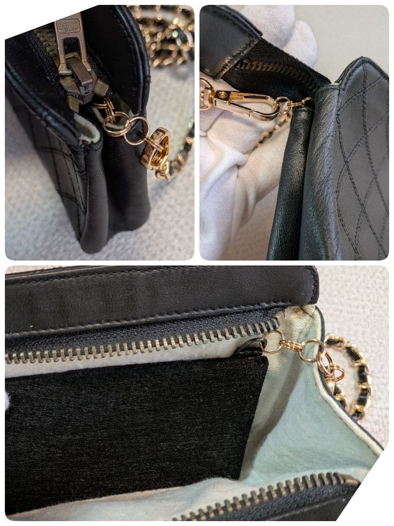 シャネル　ビコローレ　ポーチ　黒　ラムスキン　ショルダー　スマホ　チェーン