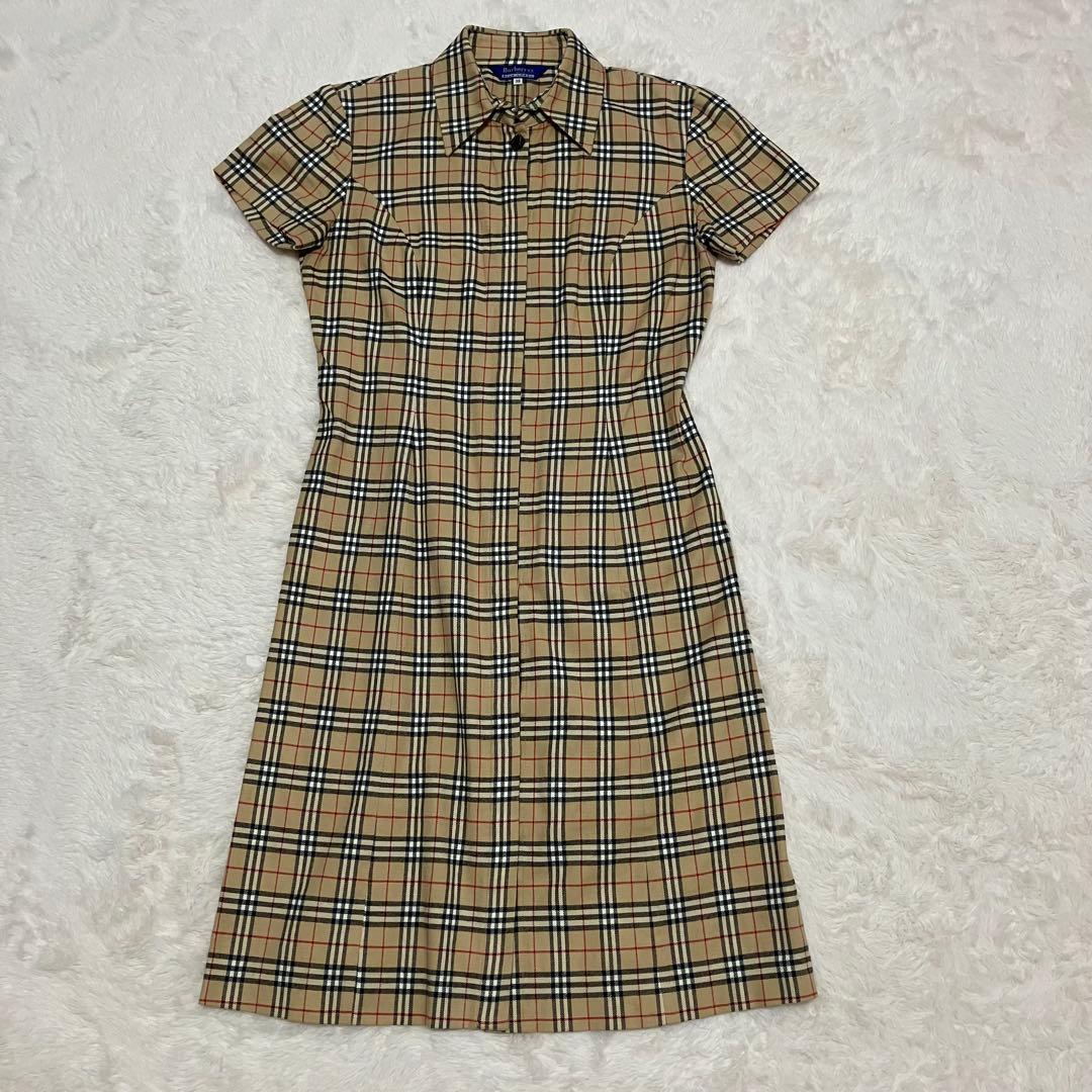 美品】 バーバリーブルーレーベル ロングシャツワンピース ノバ