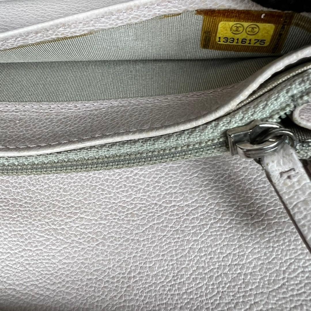 CHANEL カメリア レザー 長財布 ピンクアイボリー