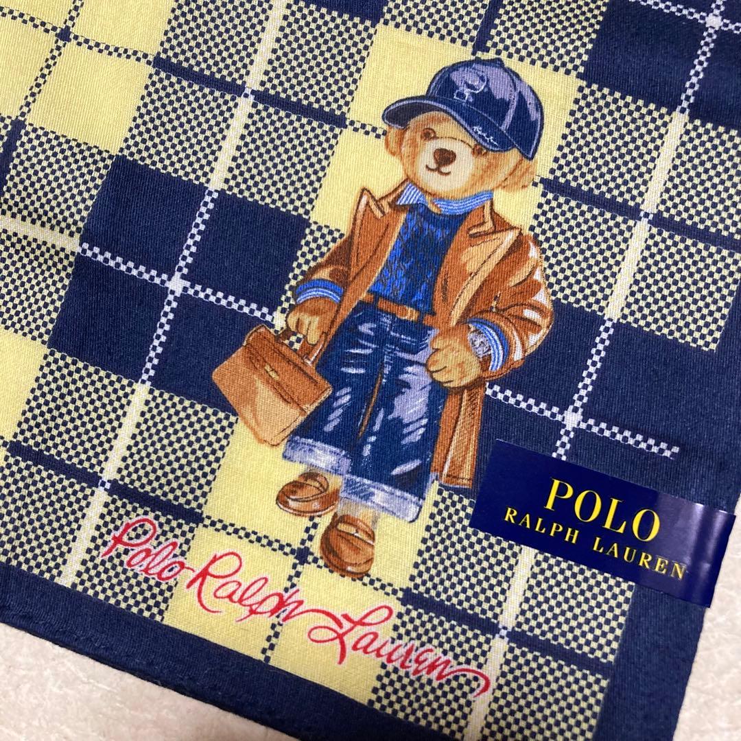新品紙タグ付】ポロラルフローレン 日本製ハンカチ ポロベア チェック