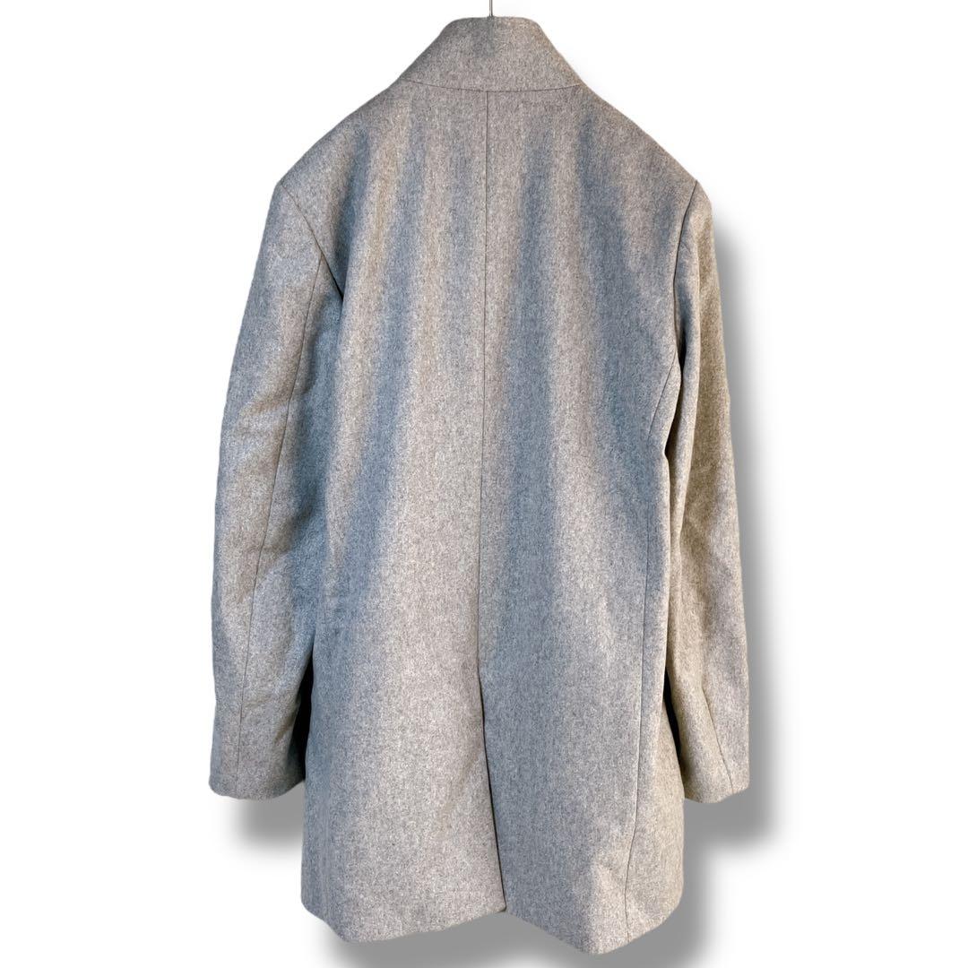 セオリー 良品 カシミヤ使用 メルトン スタンドカラーステンカラーコート グレー