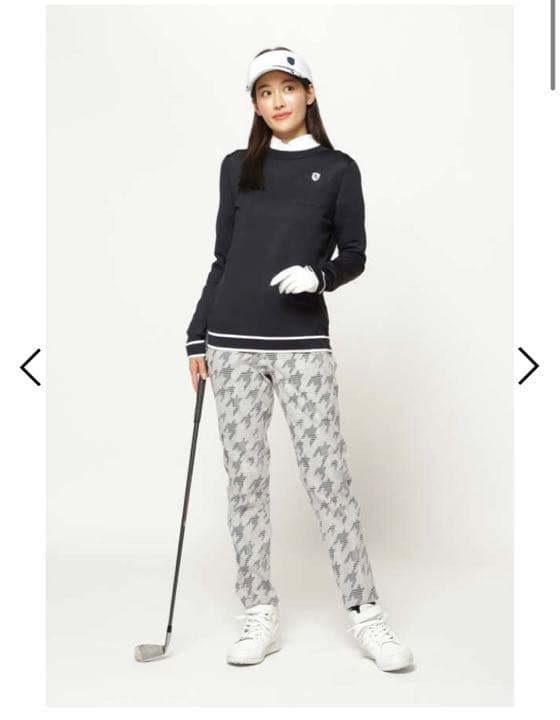 人気パーリーゲイツグレンチェック千鳥ジャガード起毛仕上げストレッチパンツサイズ1