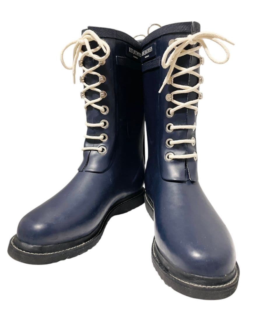 ILSE JACOBSEN レインブーツ レースアップ ネイビー 25.0cm
