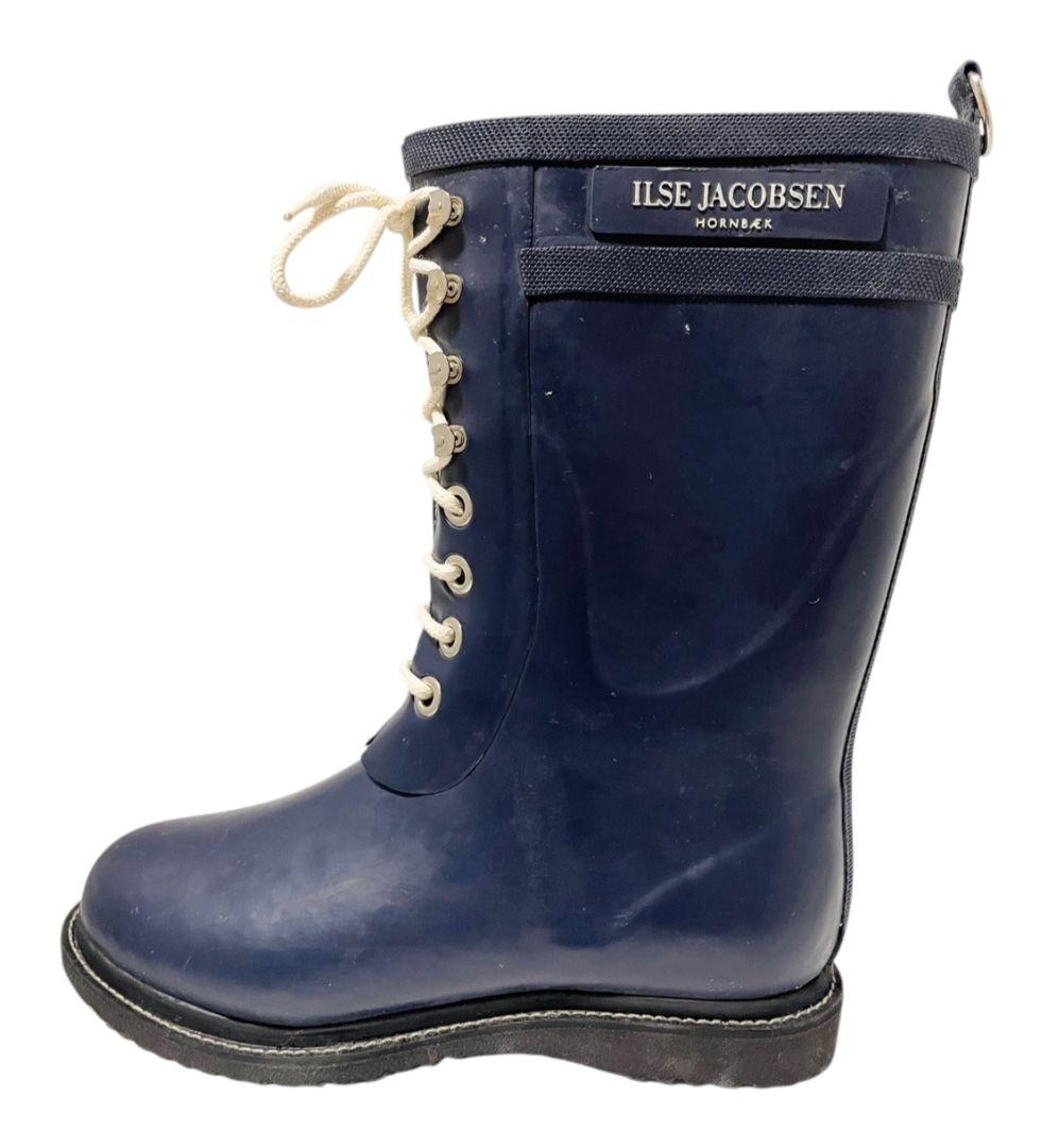 ILSE JACOBSEN レインブーツ レースアップ ネイビー 25.0cm