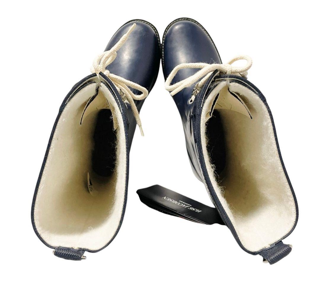 ILSE JACOBSEN レインブーツ レースアップ ネイビー 25.0cm